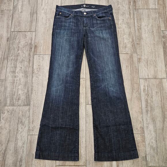 7 For All Mankind Dojo Jeans Womens Size 30 Dark Wash Flare Denim Y2K Boho Retro - Picture 1 of 10